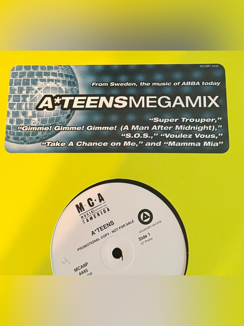 A Teens Megamix 1999 MCA Records from Sweden the music of ABBA  12 inch Vinyl